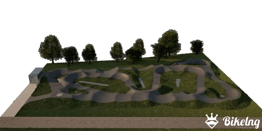 3D vizualizácia pumptracku zasadená do terénu